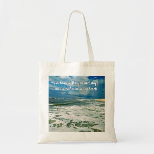Liever op het strand | Eigen Tekst Tote Bag (Voorkant)