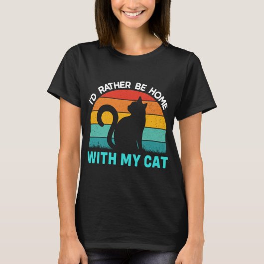 Liever Thuis zijn met mijn kat Shirt, grappige kat T-shirt (Voorkant)