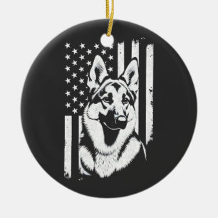 Liever van Duitse Herdershond USA Amerikaanse Vlag Keramisch Ornament