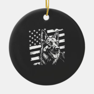 Liever van Duitse Herdershond USA Amerikaanse Vlag Keramisch Ornament