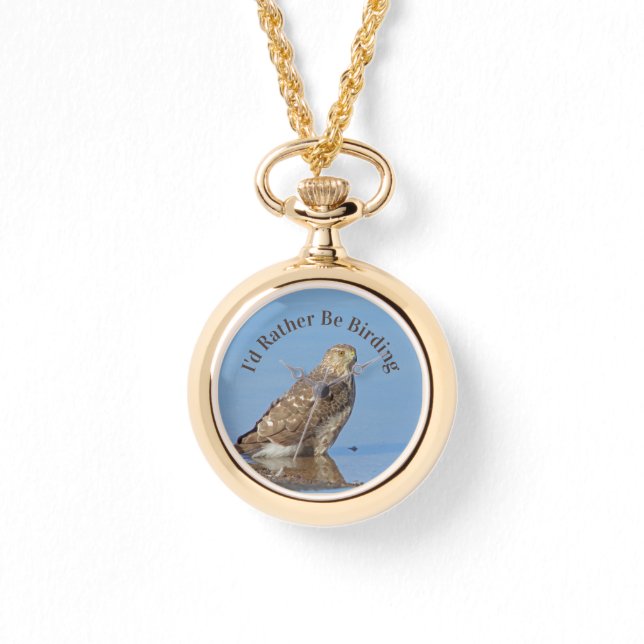 Liever zijn vogelaar Raptor Hawk Natuur Birder Horloge (Voorkant)