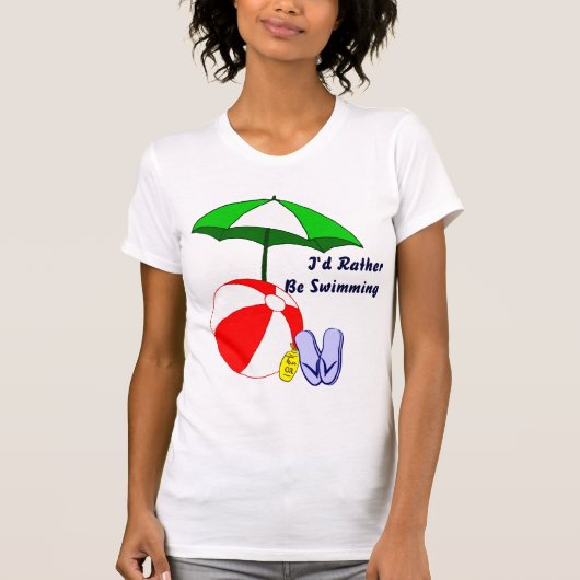 Liever zwemmen strand bal paraplu T-shirt (Voorkant)