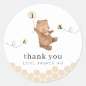 Lieverd Beer eerste bijendag bedankt Ronde Sticker (Voorkant)