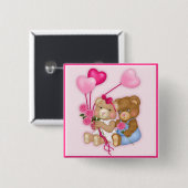 Lieverd Beren Vierkante Button 5,1 Cm (Voorkant /achterkant)