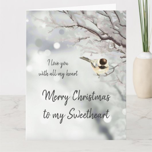 Lieverd kerstliefde mijn hart Chickadee Bird Kaart (Voorkant)