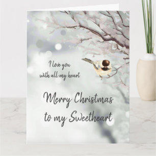 Lieverd kerstliefde mijn hart Chickadee Bird Kaart