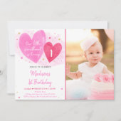 Lieverd roze goudhart eerste verjaardag kaart (Voorkant)