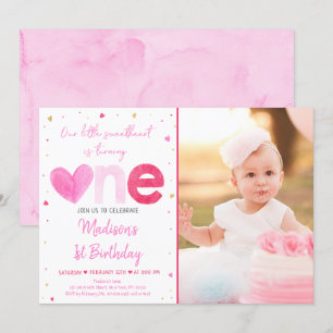 Lieverd roze goudhart eerste verjaardag kaart