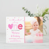 Lieverd roze goudhart eerste verjaardag kaart (Staand voorkant)