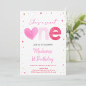 Lieverd roze goudhart eerste verjaardag kaart (Staand voorkant)