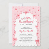 Lieverd Valentijnse Baby shower Pink Bow Kaart (Voorkant)