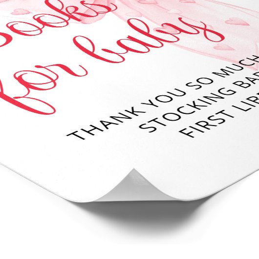 Lieverd Valentijnse Roze strik Boeken voor Baby Poster (Hoek)