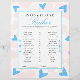 Lieverd, ze wil liever Baby shower spel Flyer