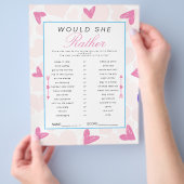 Lieverd, ze wil liever Baby shower spel Flyer (Hand)