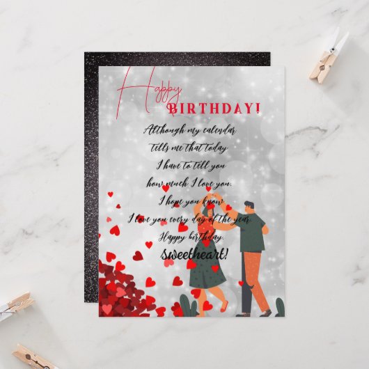 lieverd's verjaardag kaart (Voorkant / Achterkant in situ)