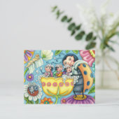 LIEVEVAARLIEFJE & KINDEREN, TULP BUBBELBAD BRIEFKAART (Staand voorkant)