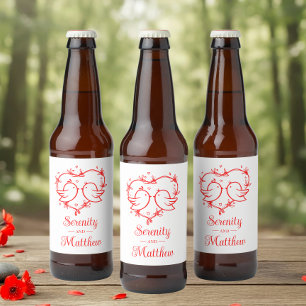 Lievevalletjes Boho Rode Hart Tuin Bruiloft Bier Etiket