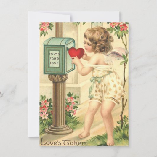 Lievevintage valentijn Cupido cherubijn Notitiekaartje (Voorkant)