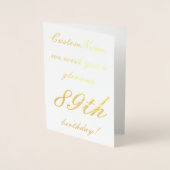 Lievige goud folie 89e verjaardag felicitiekaart folie kaarten (Voorkant)