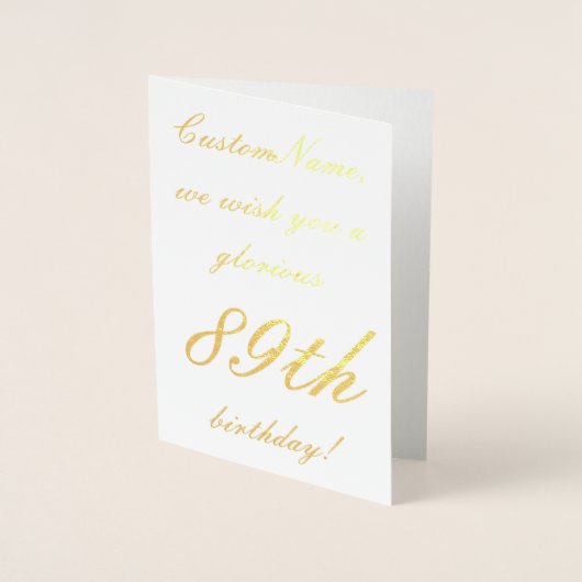Lievige goud folie 89e verjaardag felicitiekaart folie kaarten (Voorkant)