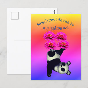 Life A Juggling Act Panda Beer Inspirerend Briefkaart