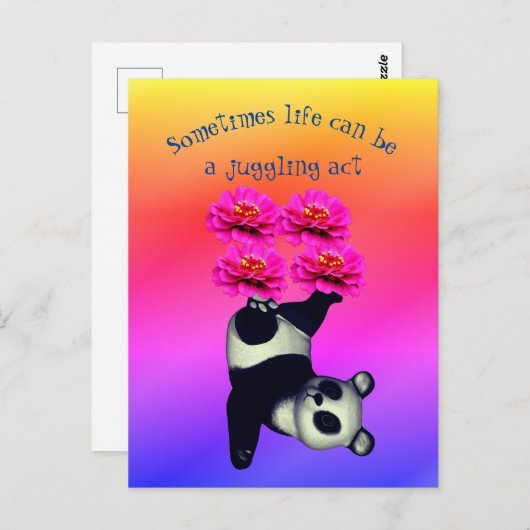 Life A Juggling Act Panda Beer Inspirerend Briefkaart (Voorkant / Achterkant)