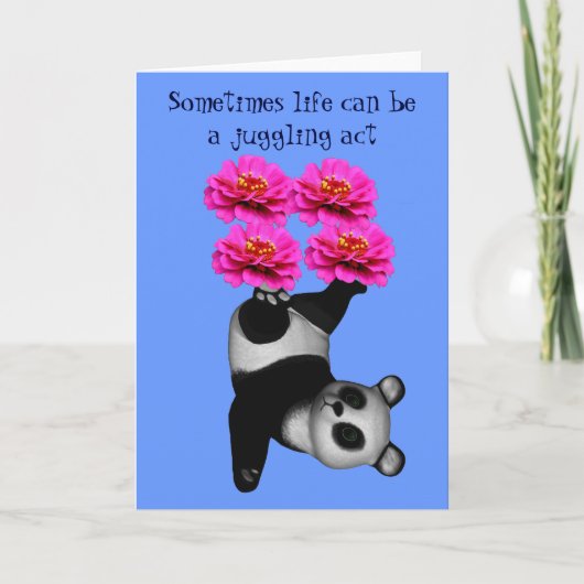 Life A Juggling Act Panda Beer Inspirerend Kaart (Voorkant)