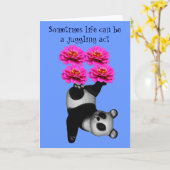 Life A Juggling Act Panda Beer Inspirerend Kaart (Gele Bloem)