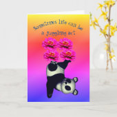 Life A Juggling Act Panda Beer Inspirerend Kaart (Gele Bloem)
