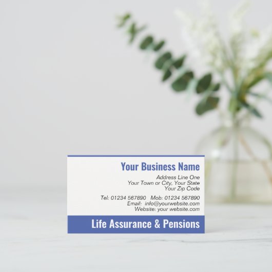Life Assurance & Pensions QR Code Visitekaartje (Staand voorkant)