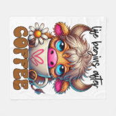 Life Begins After Coffee  Fleece Deken (Voorkant (Horizontaal))