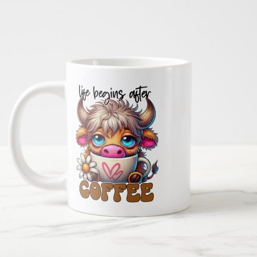 Life Begins After Coffee  Grote Koffiekop (Links)