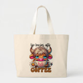 Life Begins After Coffee  Grote Tote Bag (Voorkant)