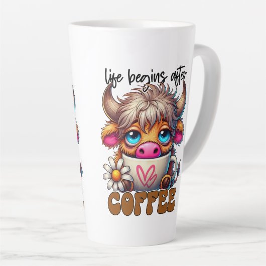 Life Begins After Coffee  Latte Mok (Rechterhoek)