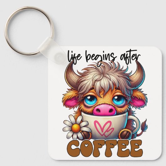 Life Begins After Coffee Sleutelhanger (Voorkant)