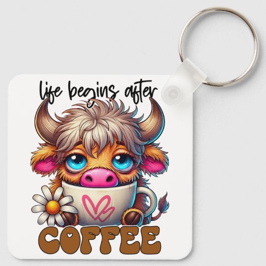 Life Begins After Coffee  Sleutelhanger (Achterkant)