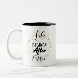 Life Begins After Coffee Tweekleurige Koffiemok
