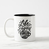 Life Begins After Coffee, Two-Tone Coffee Mug Tweekleurige Koffiemok (Links)