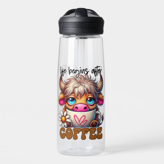 Life Begins After Coffee Waterfles (Voorkant)