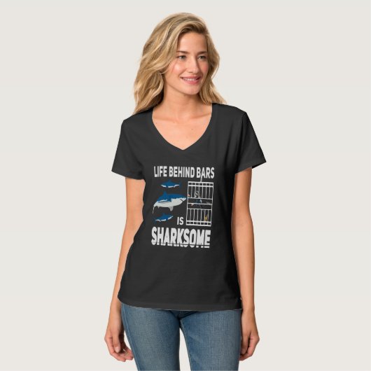 Life behind bars is sharksome Scuba Diving shark D T-shirt (Voorkant volledig)