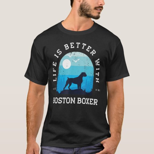 Life Better Boston Boxer  Blue Dog papa T-shirt (Voorkant)