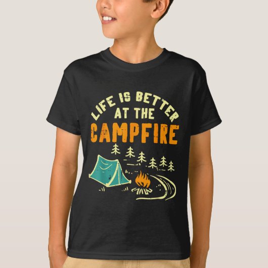 Life Better Campfire Camng Camper Boys Girl Kids M T-shirt (Voorkant)