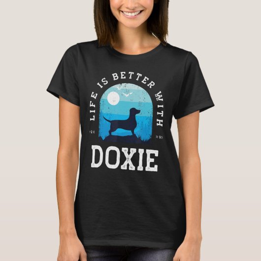 Life Better Doxie Blue Dog papa T-shirt (Voorkant)