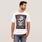Life & Bloom - Schedel en Rozen Gotische kunst T-shirt (Voorkant volledig)