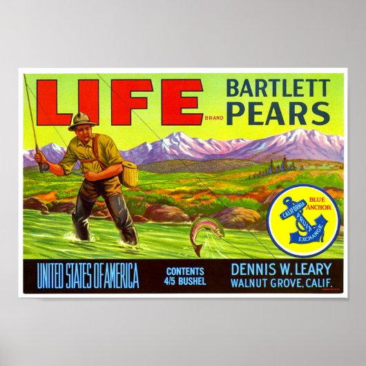 Life Brand Bartlett Peren krat label Schmidt Lith Poster (Voorkant)