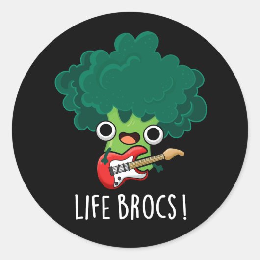 Life Brocs Funny Veggie Broccoli Pun Dark BG Ronde Sticker (Voorkant)