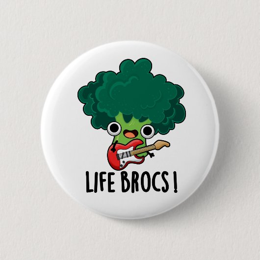 Life Brocs Funny Veggie Broccoli Pun Ronde Button 5,7 Cm (Voorkant)