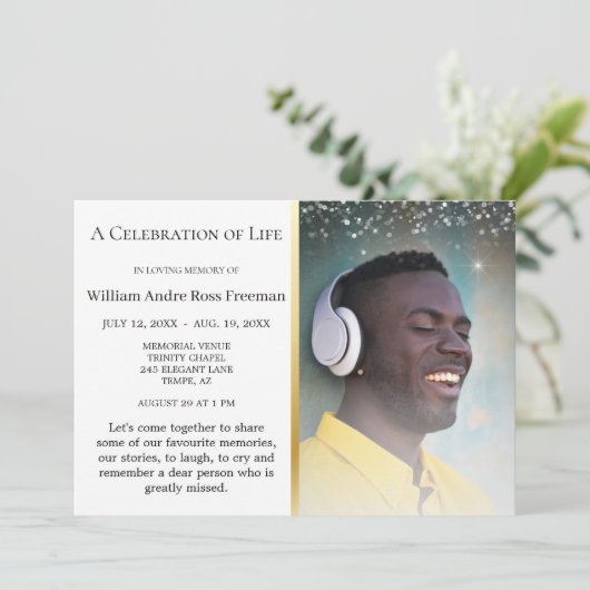 Life Celebration Elegant en Graceful Funeral Kaart (Staand voorkant)