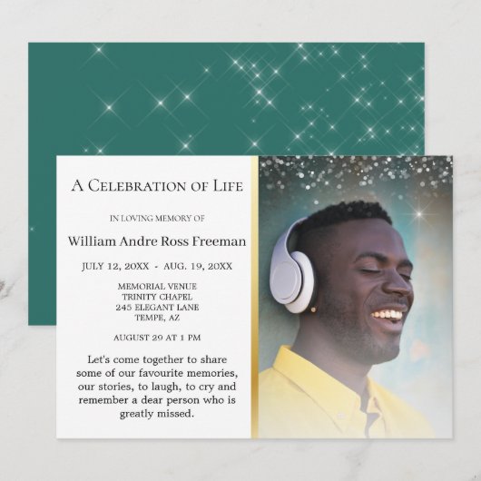 Life Celebration Elegant en Graceful Funeral Kaart (Voorkant / Achterkant)