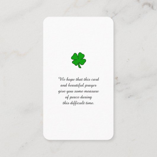 Life Celebration Memorial Begrafenis Kaart Visitekaartje (Achterkant)